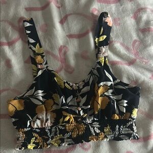 Roxy Black and Yellow Floral Tank Top